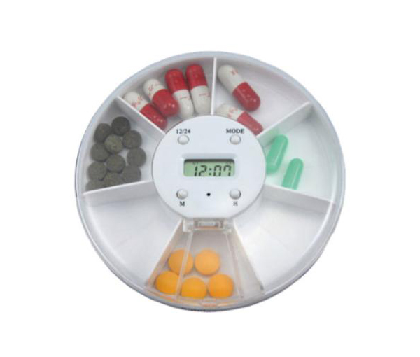 Pill timer with 7 medicine compartments