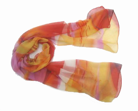 Printed 100% silk long scarf