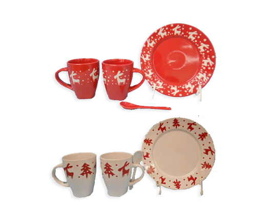 Set of 6pcs mug with spoon  & dessert plate set