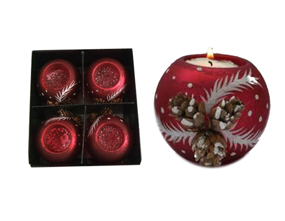 S/4 glass candle holder set