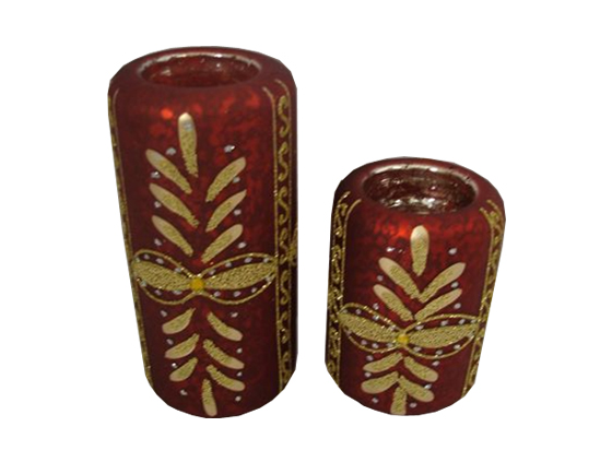 GLASS CANDLE HOLDER, SET OF 2