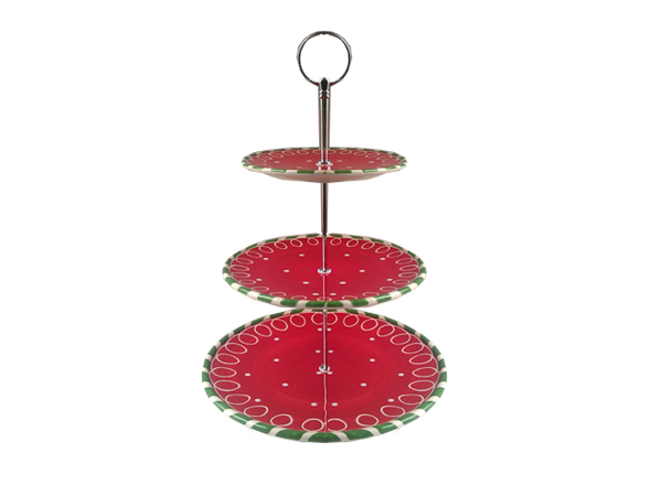 xmas dolomite 3 layer candy plate set(cake stand)